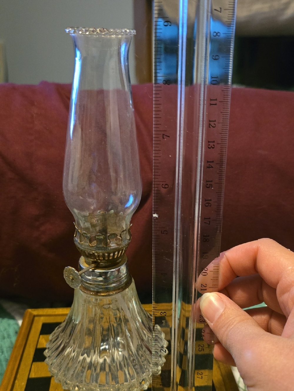 Vintage Clear Glass Kerosene Lamp with Brass Burner